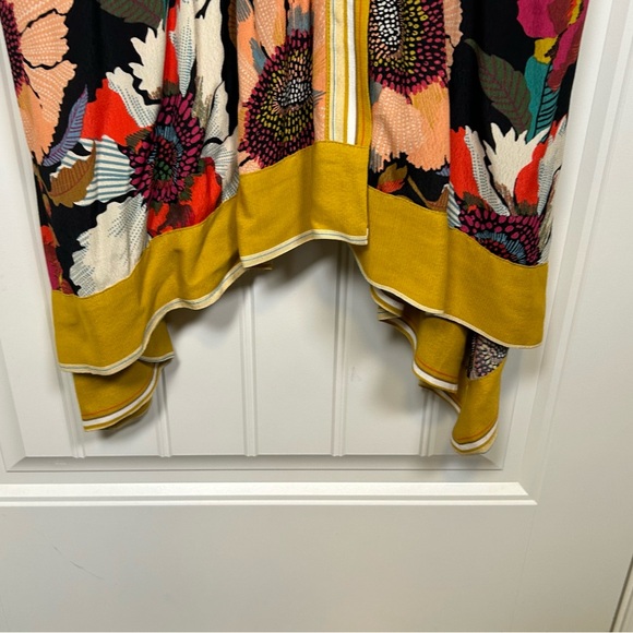 Anthropologie Maeve Botanica Floral Faux Wrap Midi Dress Size 6 Black Yellow - Picture 11 of 11